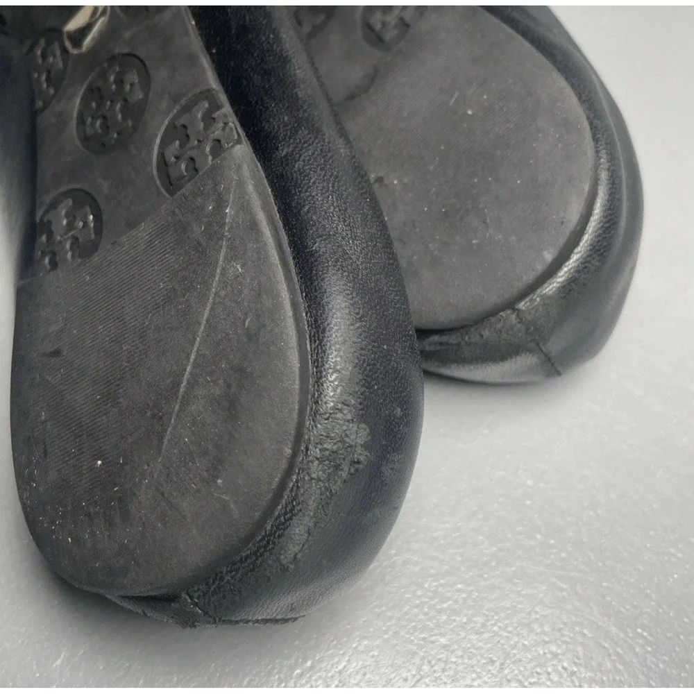 Tory Burch Minnie Black Leather Ballet Flats Size 8M
